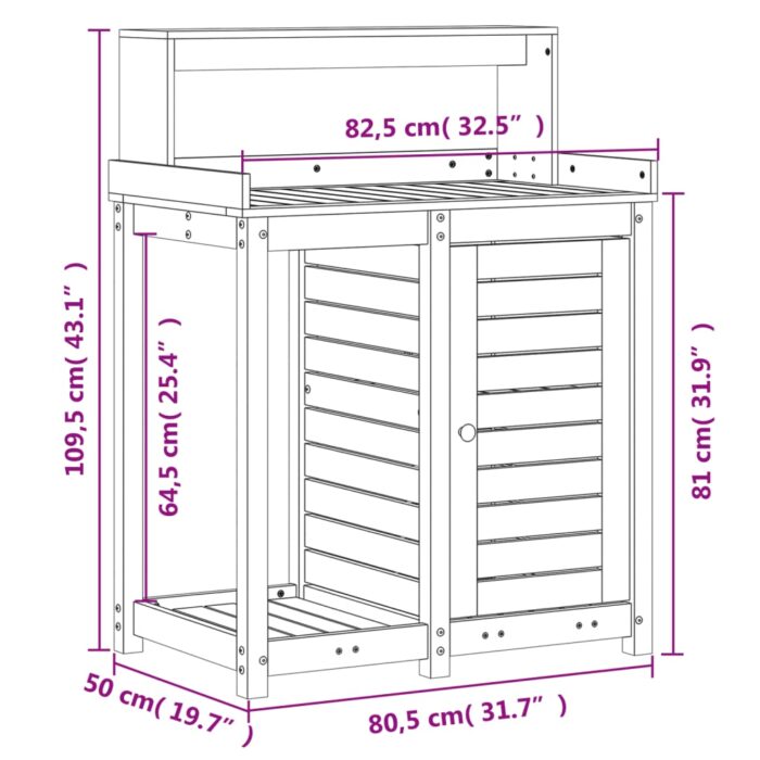 Table de rempotage avec étagères blanc bois massif de pin – Image 8