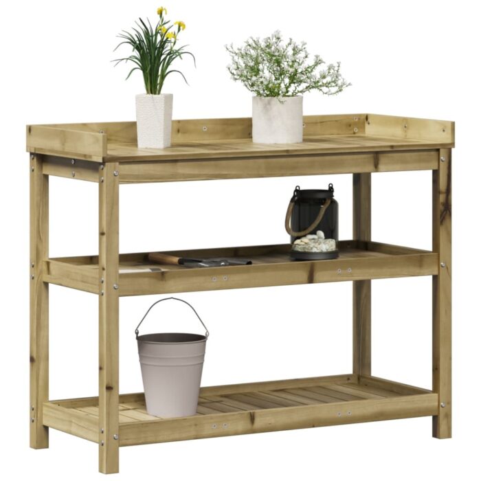 Table de rempotage avec étagères 108x45x86,5 cm bois massif pin – Image 2