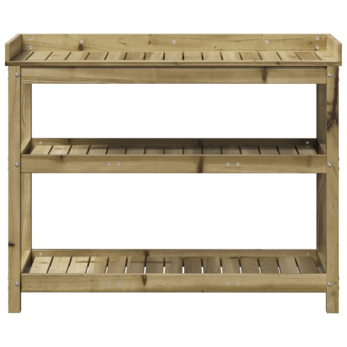 Table de rempotage avec étagères 108x45x86,5 cm bois massif pin – Image 3