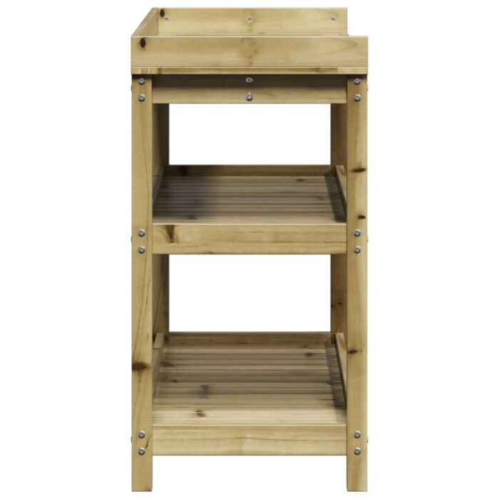 Table de rempotage avec étagères 108x45x86,5 cm bois massif pin – Image 4