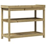 Table de rempotage avec étagères 108x45x86,5 cm bois massif pin – Image 5