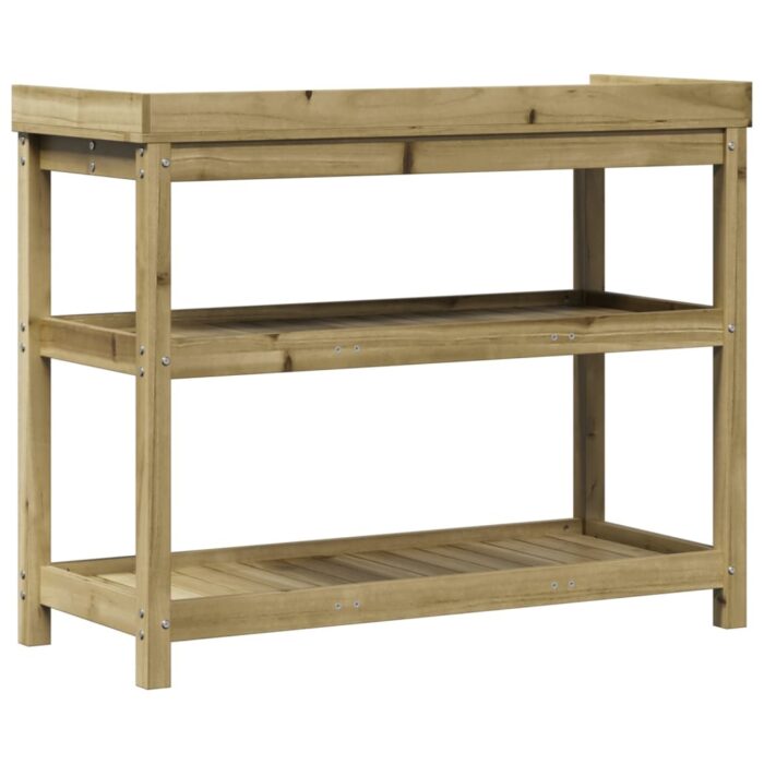 Table de rempotage avec étagères 108x45x86,5 cm bois massif pin – Image 5