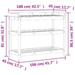 Table de rempotage avec étagères 108x45x86,5 cm bois massif pin – Image 8