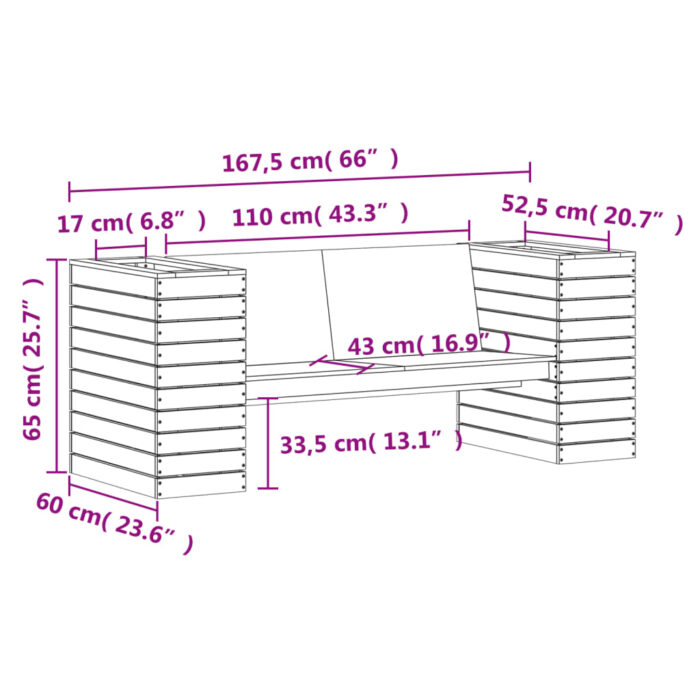 Banc avec jardinières 167,5x60x65 cm bois massif de douglas – Image 8