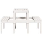 Table de pique-nique blanc 110x134x75 cm bois massif de pin – Image 3