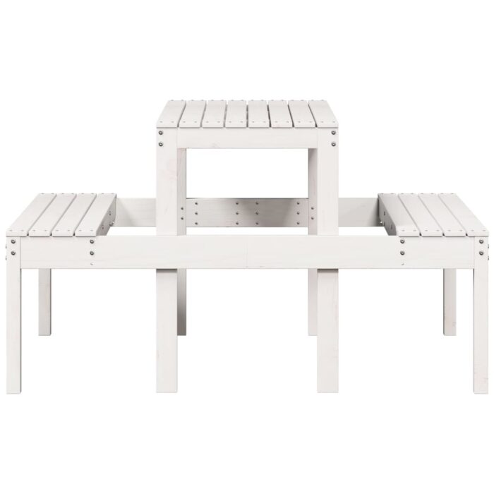 Table de pique-nique blanc 110x134x75 cm bois massif de pin – Image 3