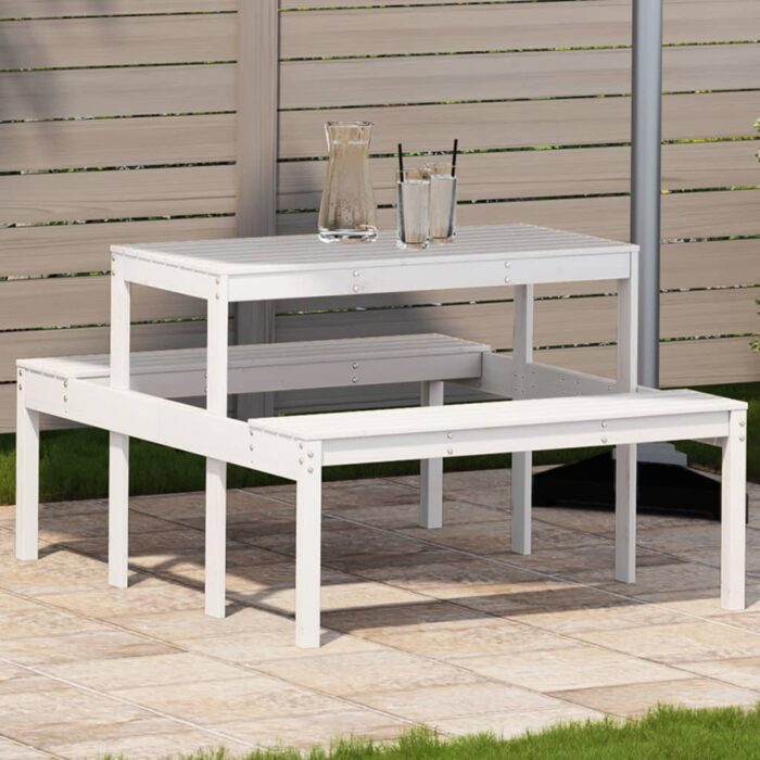VXL8721012456921_m_en_hd_1.jpg Table de pique-nique blanc 110x134x75 cm bois massif de pin – Image 1