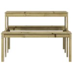 Table de pique-nique 110x134x75 cm bois de pin imprégné – Image 2