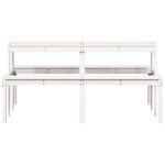 Table de pique-nique blanc 160x134x75 cm bois massif de pin – Image 2