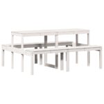 Table de pique-nique blanc 160x134x75 cm bois massif de pin – Image 4