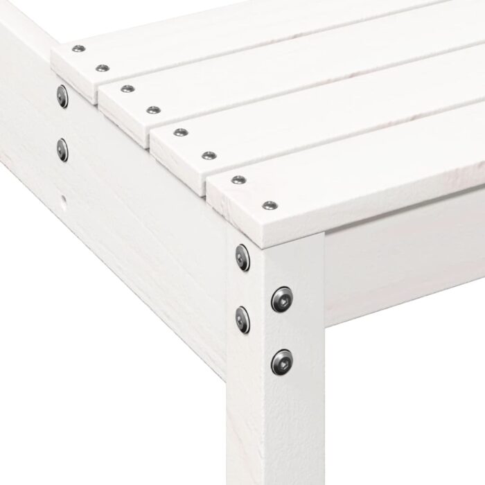 Table de pique-nique blanc 160x134x75 cm bois massif de pin – Image 5