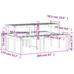 Table de pique-nique blanc 160x134x75 cm bois massif de pin – Image 7
