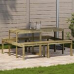 Table de pique-nique 160x134x75 cm bois de pin imprégné