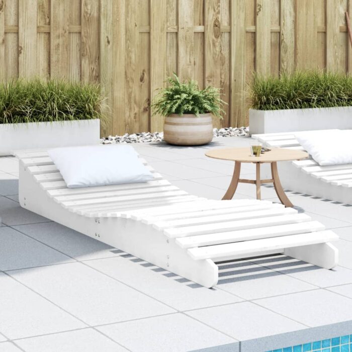Chaise longue blanc 205x60x31,5 cm bois massif de pin – Image 1