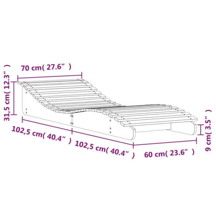 Chaise longue 205x70x31,5 cm bois massif de pin – Image 7