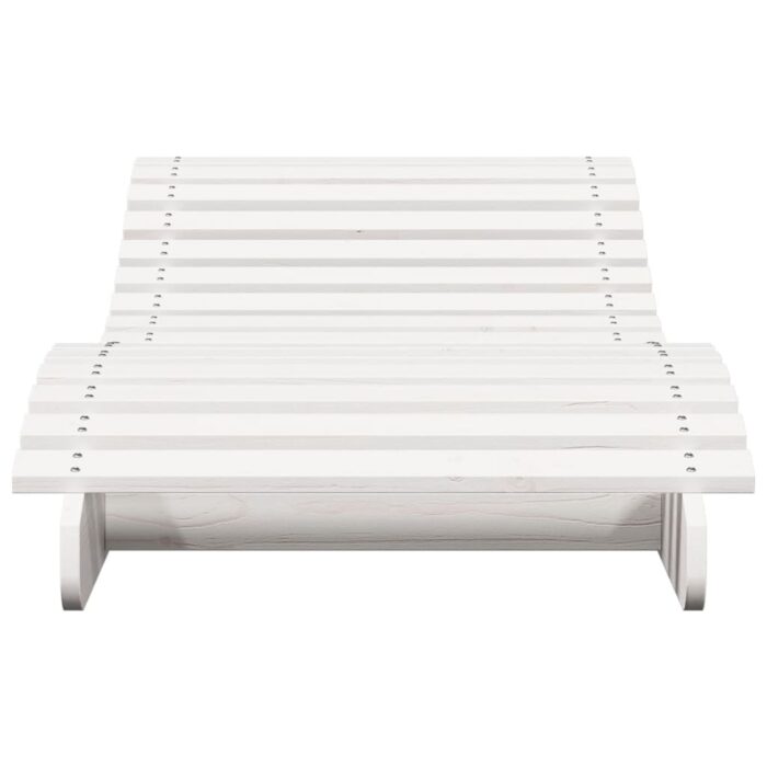 Chaise longue blanc 205x70x31,5 cm bois massif de pin – Image 2