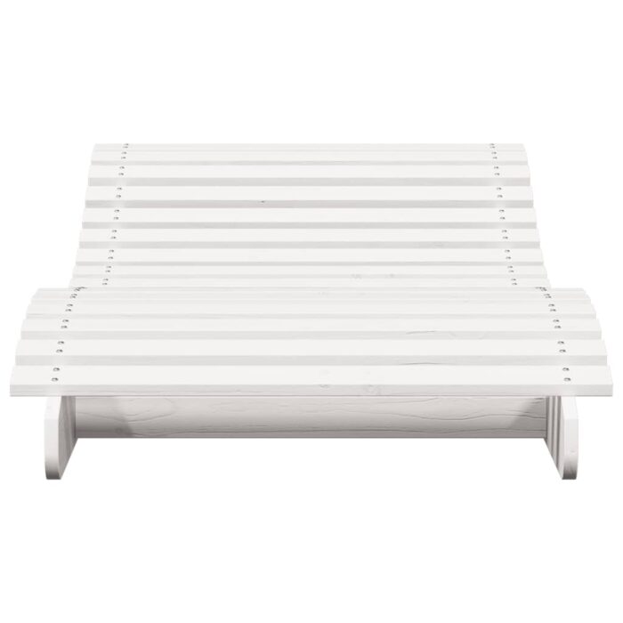 Chaise longue blanc 205x80x31,5 cm bois massif de pin – Image 2