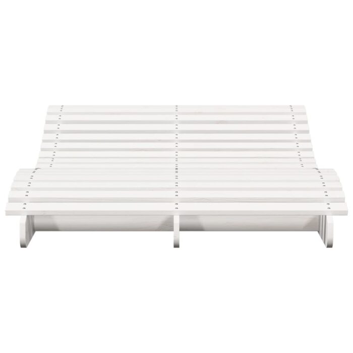 Chaise longue blanc 205x110x31,5 cm bois massif de pin – Image 2