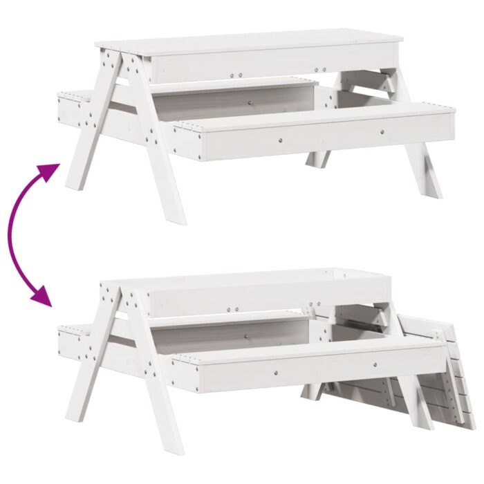 Table de pique-nique avec bac à sable pour enfants pin massif – Image 6