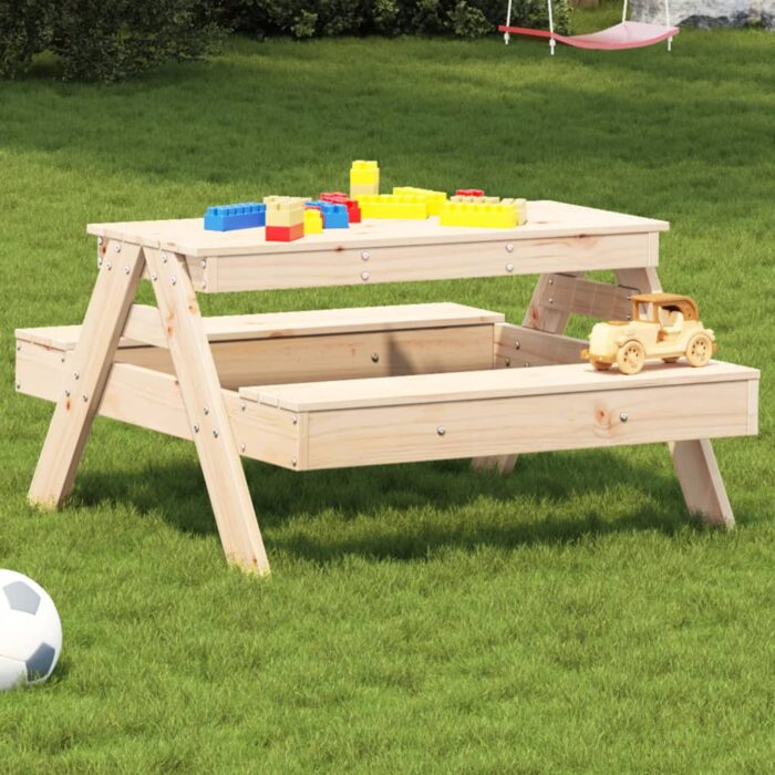 Table de pique-nique pour enfants 88x97x52cm bois massif de pin – Image 1