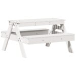 Table de pique-nique pour enfants blanc bois massif de pin – Image 4