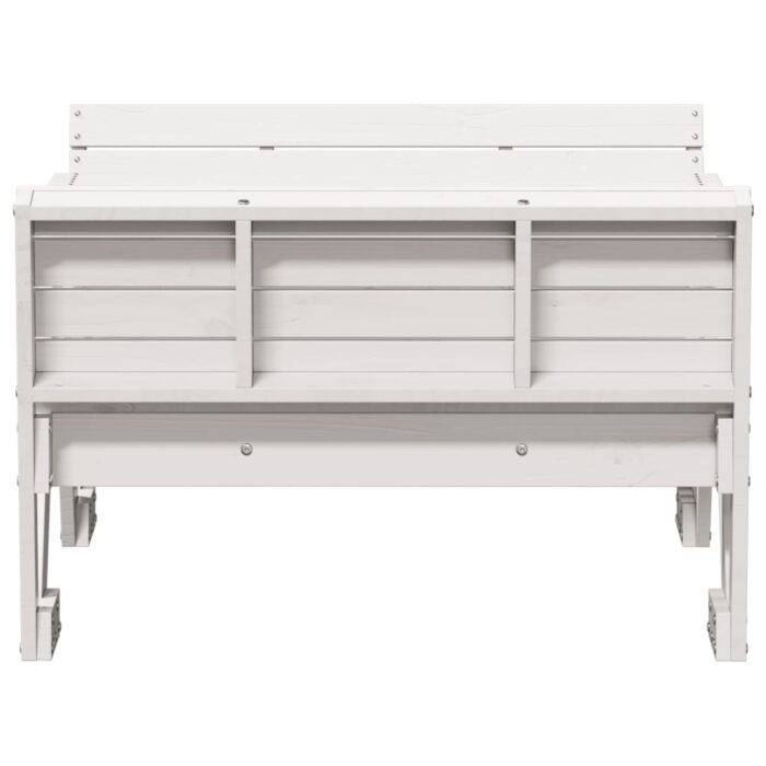 Table de pique-nique pour enfants blanc bois massif de pin – Image 2