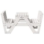 Table de pique-nique pour enfants blanc bois massif de pin – Image 3