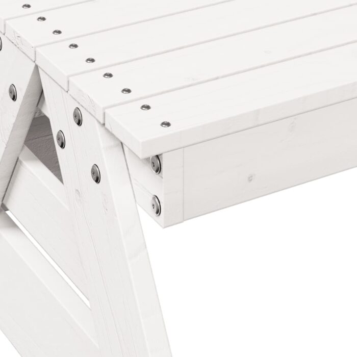 Table de pique-nique pour enfants blanc bois massif de pin – Image 5