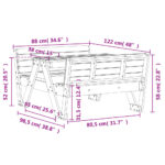 Table de pique-nique pour enfants blanc bois massif de pin – Image 7