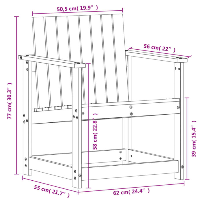 Salon de jardin 3 pcs bois de pin imprégné – Image 8