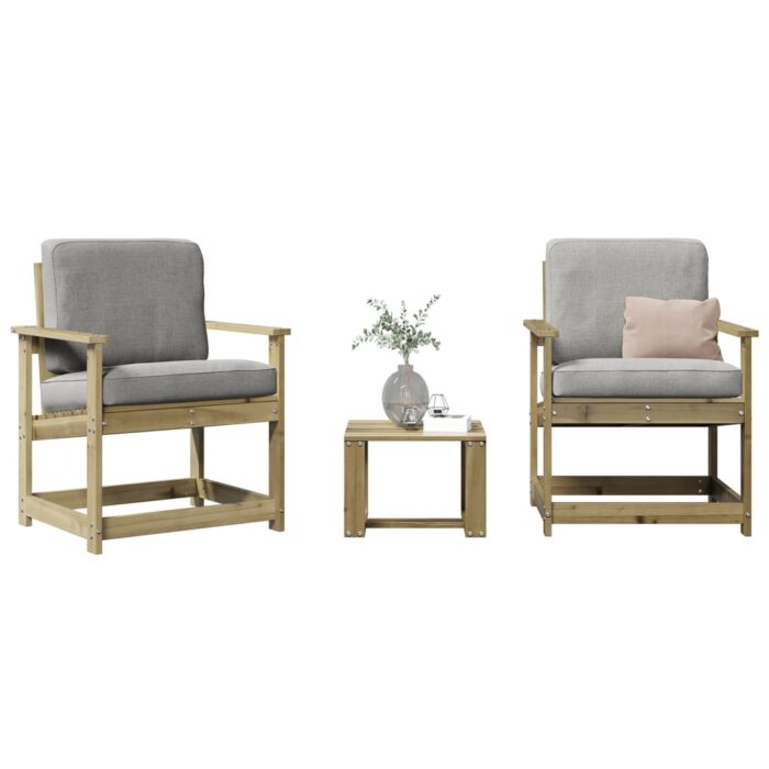 Salon de jardin 3 pcs bois de pin imprégné – Image 1