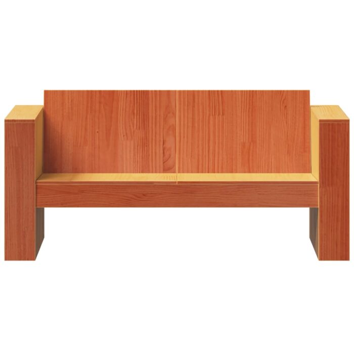 Canapé de jardin 2 places cire marron bois pin massif – Image 2