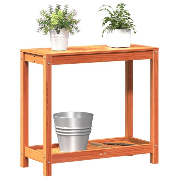 Table de rempotage avec étagère cire marron bois massif de pin – Image 2