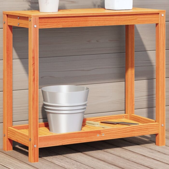 Table de rempotage avec étagère cire marron bois massif de pin – Image 1