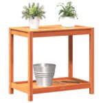 Table de rempotage avec étagère cire marron bois massif de pin – Image 2