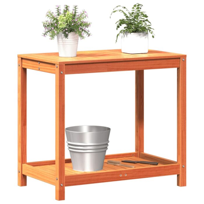 Table de rempotage avec étagère cire marron bois massif de pin – Image 2
