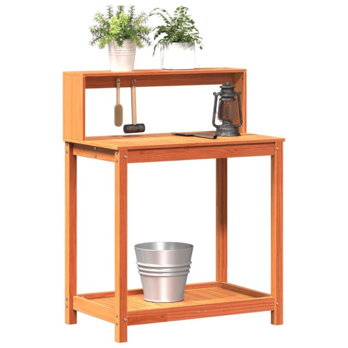 Table de rempotage avec étagères marron bois massif de pin – Image 2