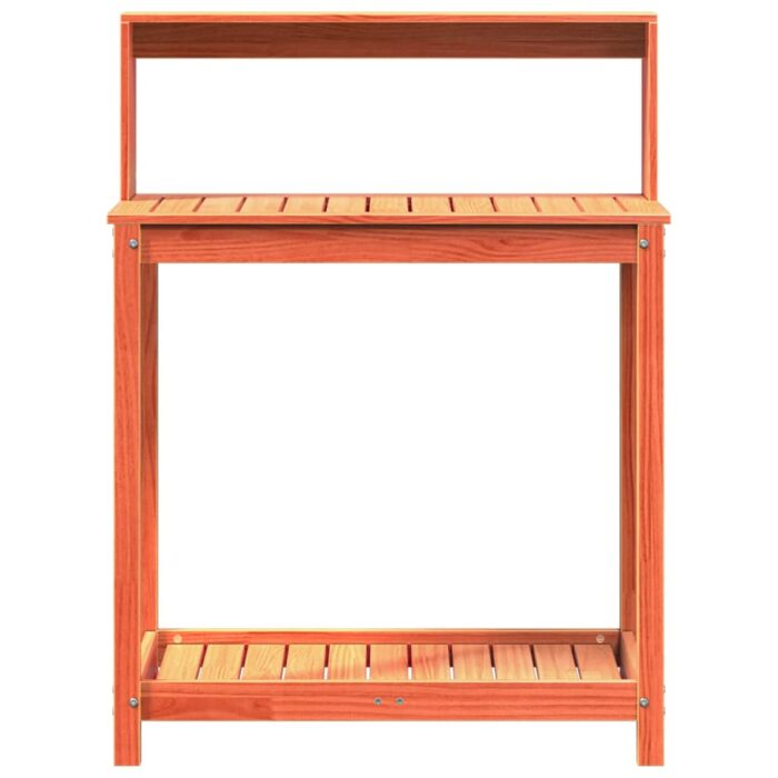 Table de rempotage avec étagères marron bois massif de pin – Image 3
