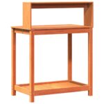 Table de rempotage avec étagères marron bois massif de pin – Image 5