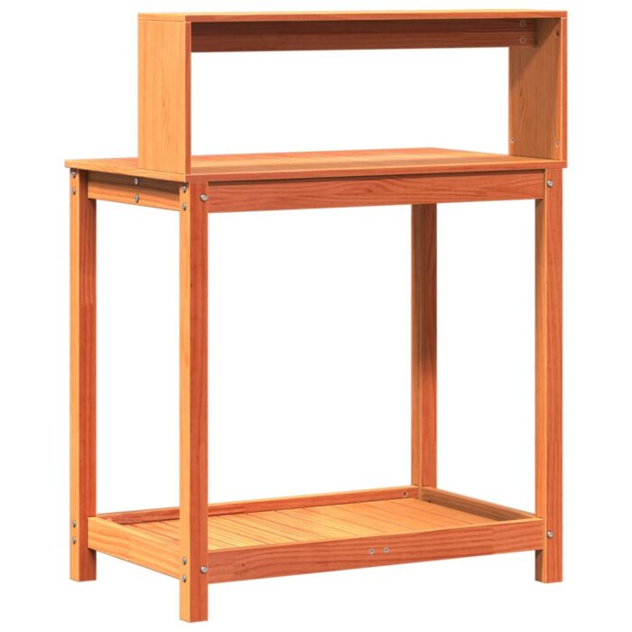Table de rempotage avec étagères marron bois massif de pin – Image 5
