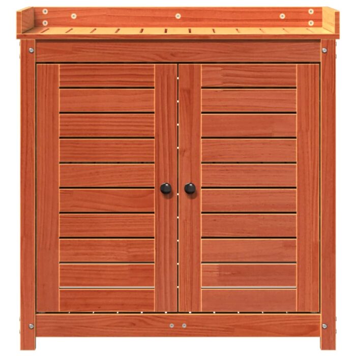 Table de rempotage avec étagères marron bois massif de pin – Image 3