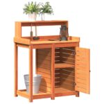 Table de rempotage avec étagères marron bois massif de pin – Image 2