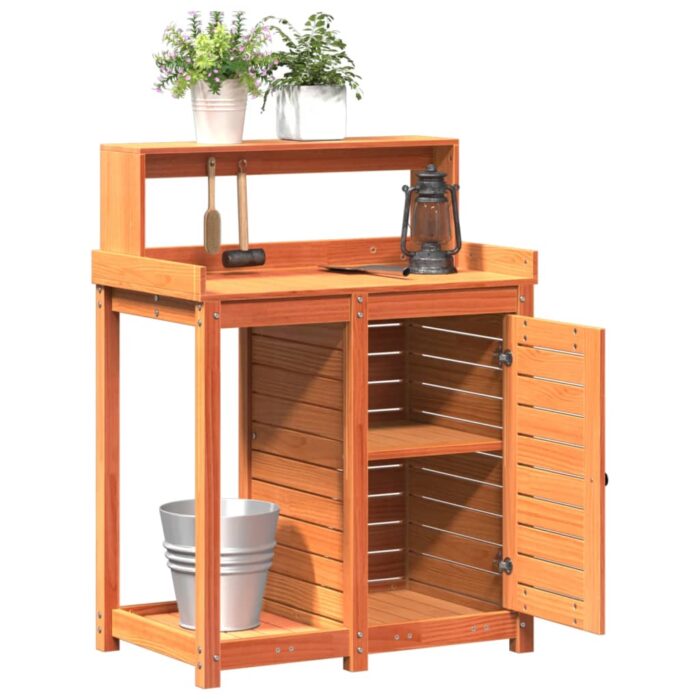 Table de rempotage avec étagères marron bois massif de pin – Image 2