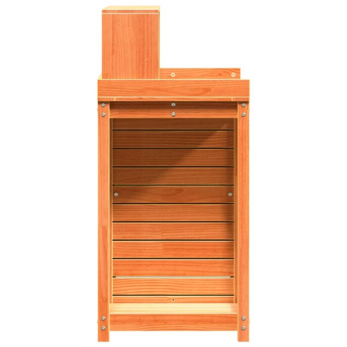 Table de rempotage avec étagères marron bois massif de pin – Image 4