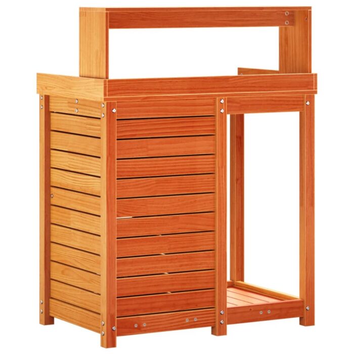 Table de rempotage avec étagères marron bois massif de pin – Image 5