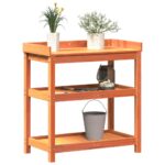 Table de rempotage avec étagères marron bois massif de pin – Image 2