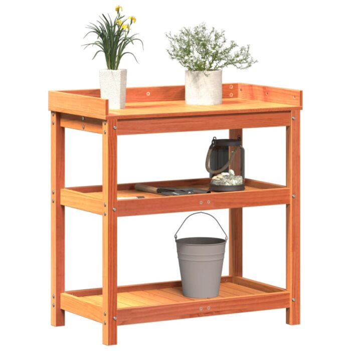 Table de rempotage avec étagères marron bois massif de pin – Image 2
