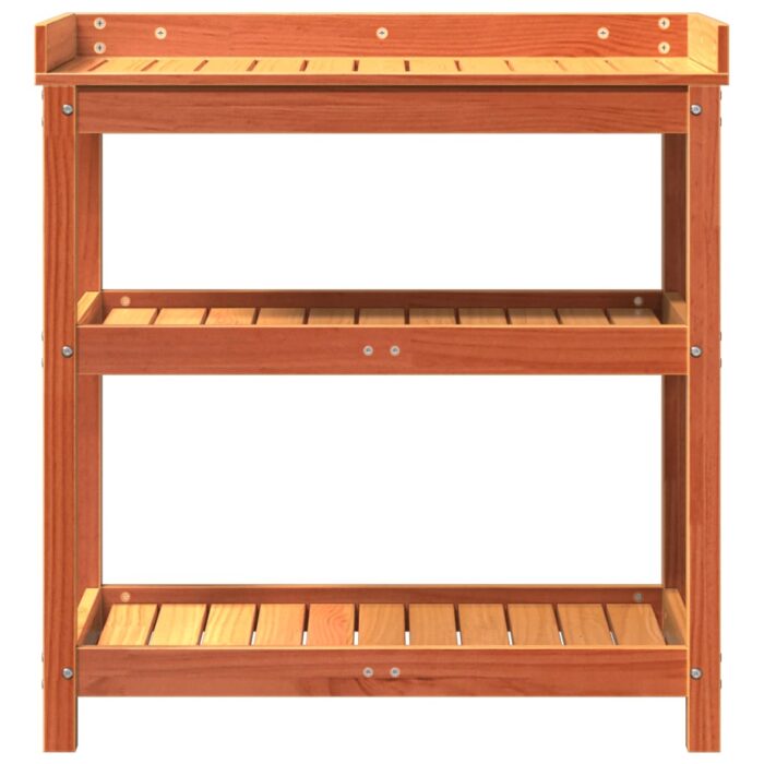 Table de rempotage avec étagères marron bois massif de pin – Image 3