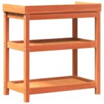 Table de rempotage avec étagères marron bois massif de pin – Image 5