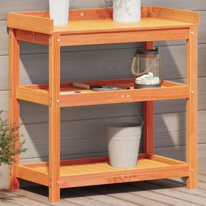 VXL8721012457669_m_en_hd_1.jpg Table de rempotage avec étagères marron bois massif de pin – Image 1
